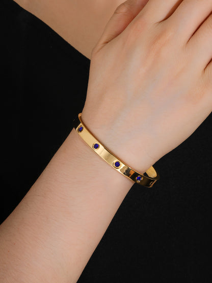 Simple Premium Blue Rhinestone Stainless steel 18k Gold Women's Bracelet Pair - YUZENG-jewelrystore.com