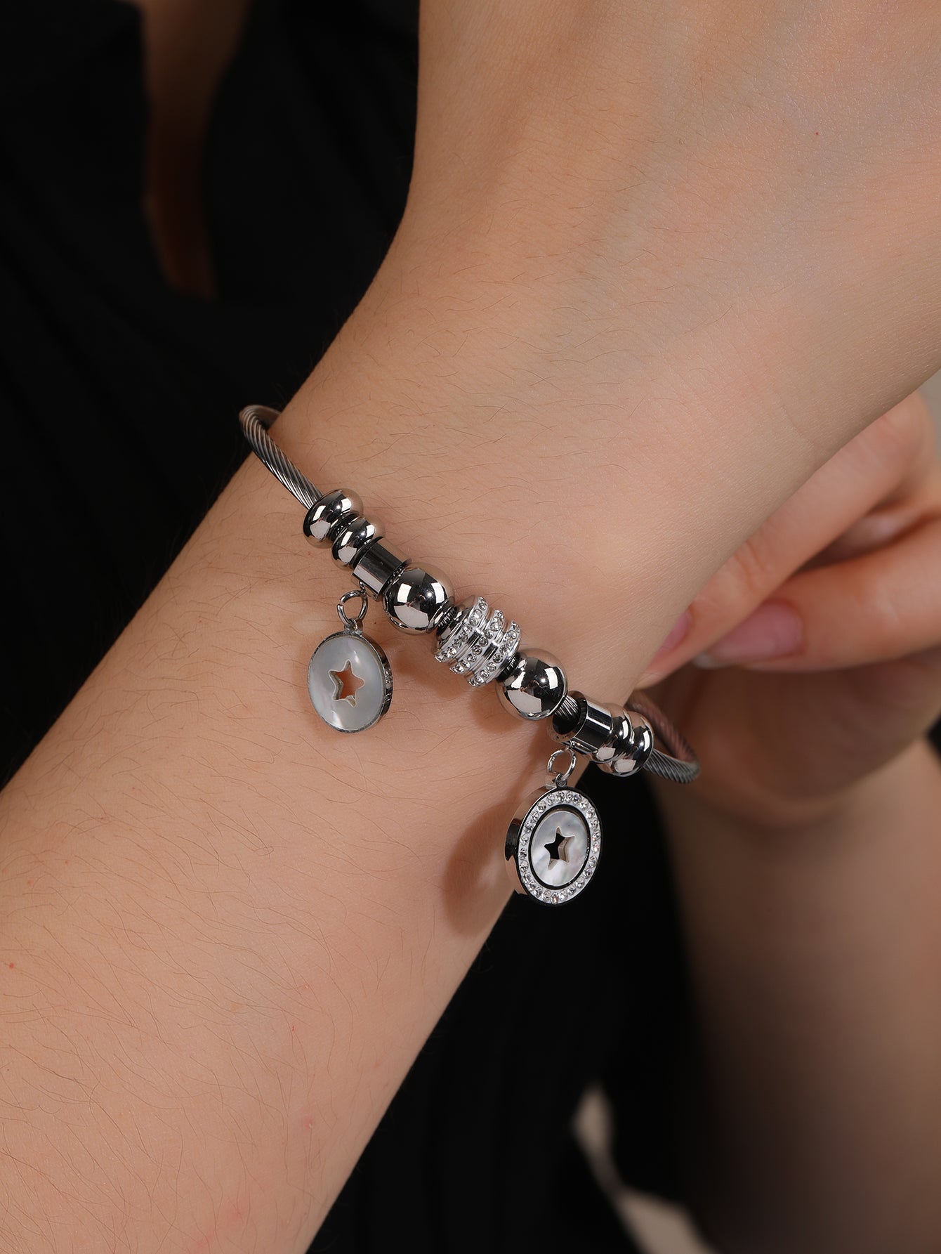 Women's Stainless Steel Chain Bracelet, 1PCS Stainless Steel Wire Bracelet with Heart Charm and Star Charm Tree of Life Charm Bracelet, Fashion Gift - YUZENG-jewelrystore.com