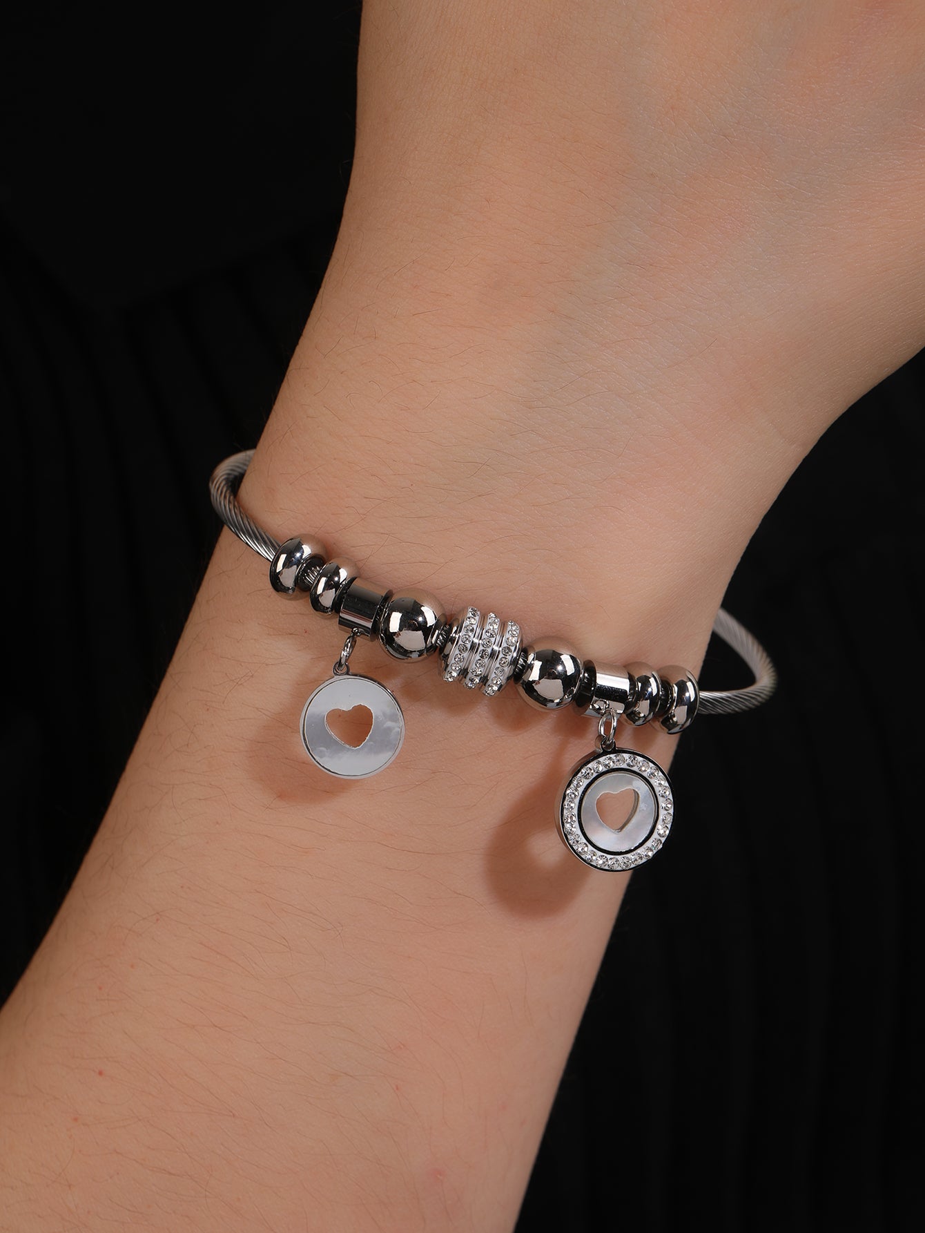 Women's Stainless Steel Chain Bracelet, 1PCS Stainless Steel Wire Bracelet with Heart Charm and Star Charm Tree of Life Charm Bracelet, Fashion Gift - YUZENG-jewelrystore.com