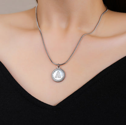 Personalized Gold Necklace for Women - Non-Tarnish Stainless Steel Initial Pendant Necklace Mother-of-Pearl and Zirconia Inlay - Custom Name Jewelry for Her - YUZENG-jewelrystore.com