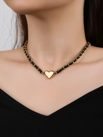 Stainless Steel Punk Heart Pendant Necklace Choker - YUZENG-jewelrystore.com