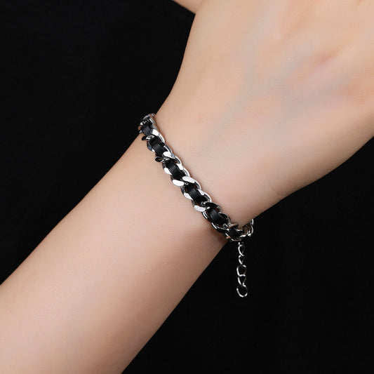 Stainless Steel Fashion Punk Leather Wrap Personalized Bracelet - YUZENG-jewelrystore.com