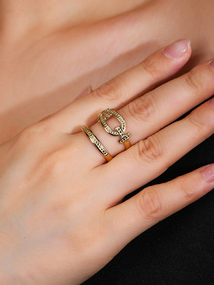 Fashion stainless steel 18k vintage open ring - YUZENG-jewelrystore.com