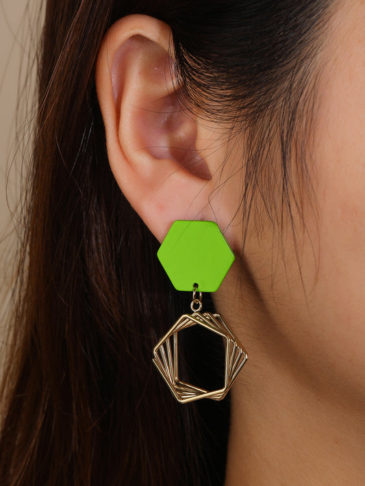 Stainless steel stylish painted geometric earrings - YUZENG-jewelrystore.com