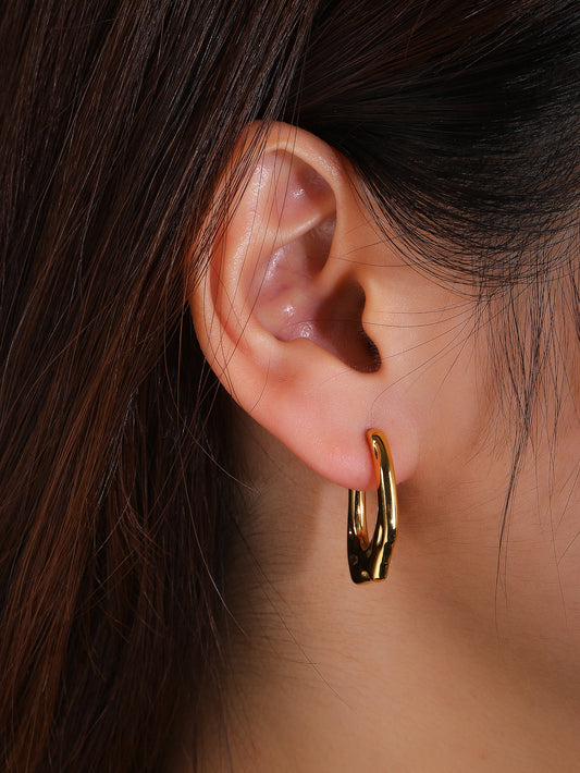 Stainless steel stylish glossy geometric texture earrings - YUZENG-jewelrystore.com