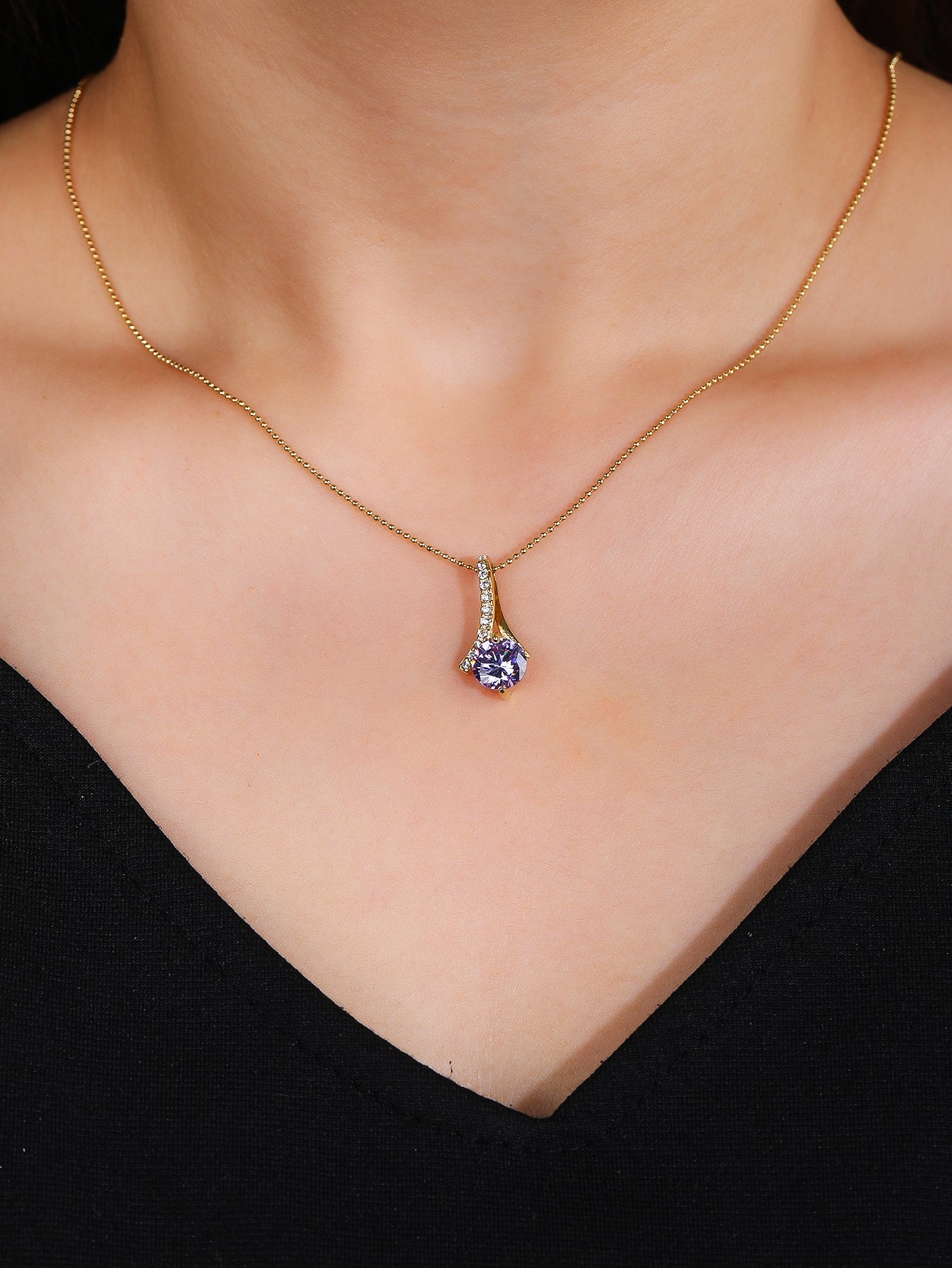 Stainless Steel Fashion Zircon Women's Pendant Necklace - YUZENG-jewelrystore.com