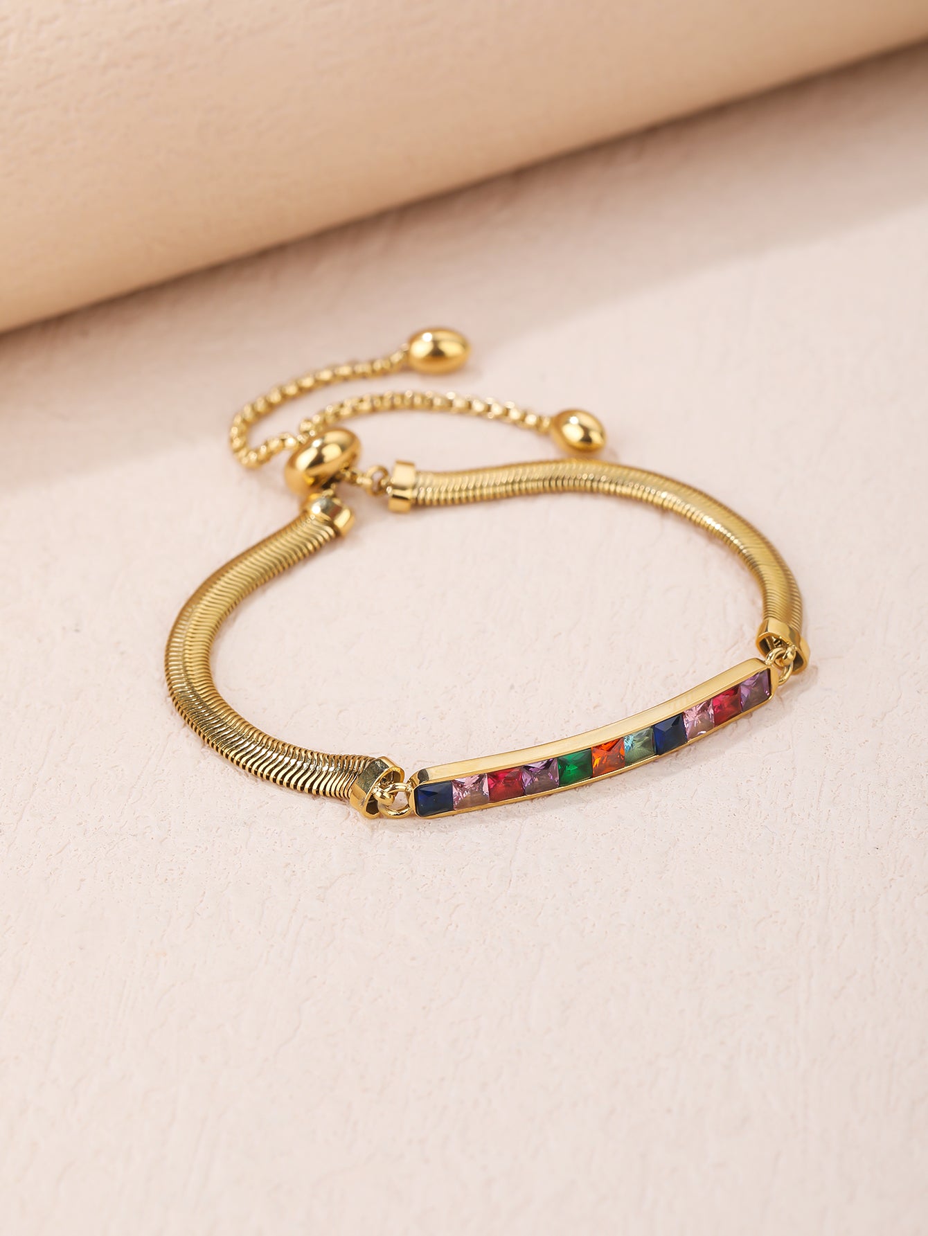 Stainless Steel 18K Gold Plated Colorful Glass Bracelet - Personalized, Fashionable, and Versatile Summer Style - Perfect for Everyday Looks! - YUZENG-jewelrystore.com