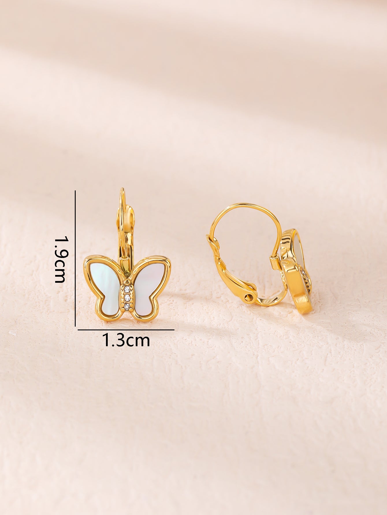 Stainless Steel 18K Gold Plated Butterfly Shaped Shell Inlay Earrings - Personalized, Fashionable, and Cute Summer Style - Perfect for Everyday Looks! - YUZENG-jewelrystore.com