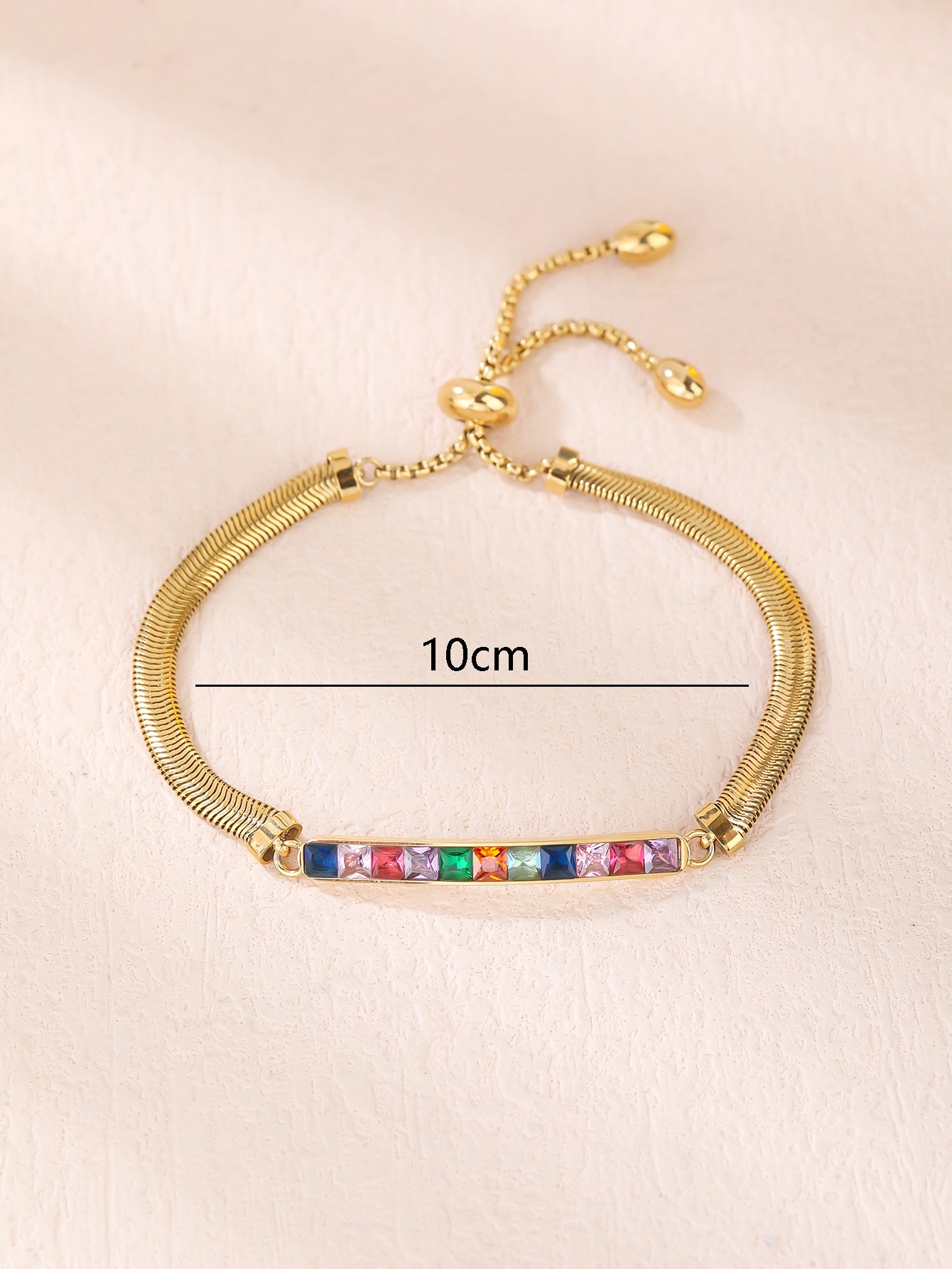 Stainless Steel 18K Gold Plated Colorful Glass Bracelet - Personalized, Fashionable, and Versatile Summer Style - Perfect for Everyday Looks! - YUZENG-jewelrystore.com
