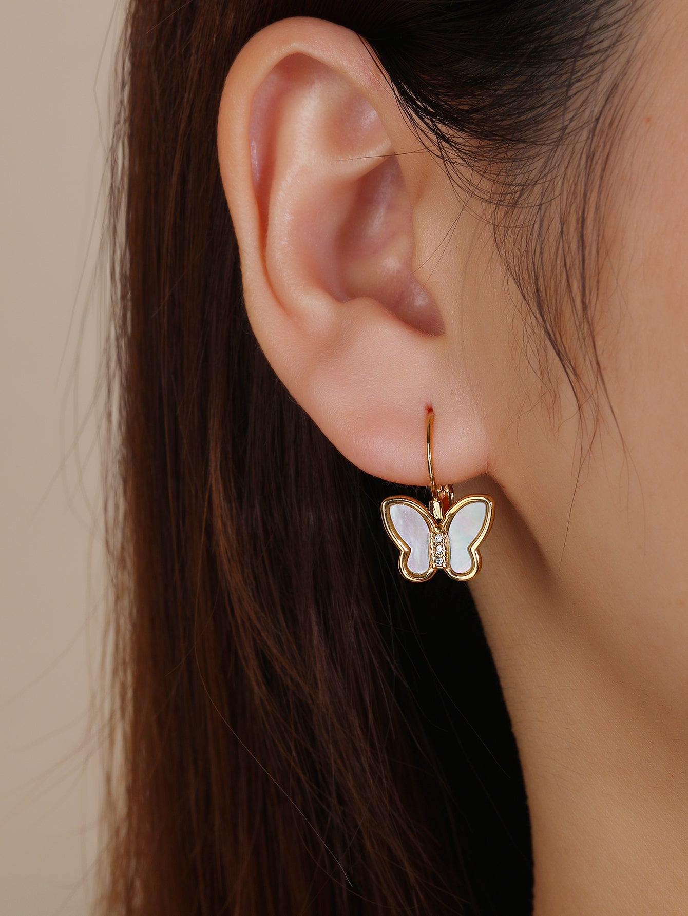 Stainless Steel 18K Gold Plated Butterfly Shaped Shell Inlay Earrings - Personalized, Fashionable, and Cute Summer Style - Perfect for Everyday Looks! - YUZENG-jewelrystore.com