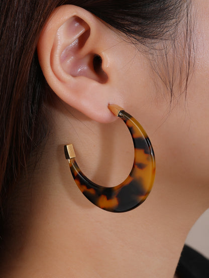 Stainless Steel 18K Gold Plated Leopard Print Crescent Moon Acrylic Earrings - Personalized, Fashionable, and Versatile Summer Style - Perfect for Everyday Looks! - YUZENG-jewelrystore.com