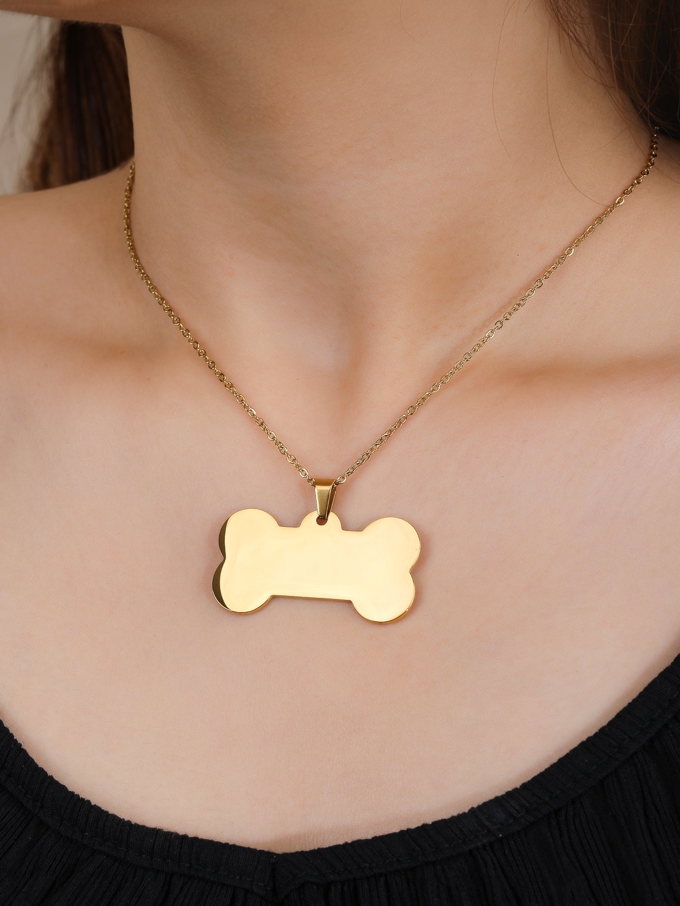 Fashion Stainless Steel Dog Bone Tag Pendant Necklace - YUZENG-jewelrystore.com