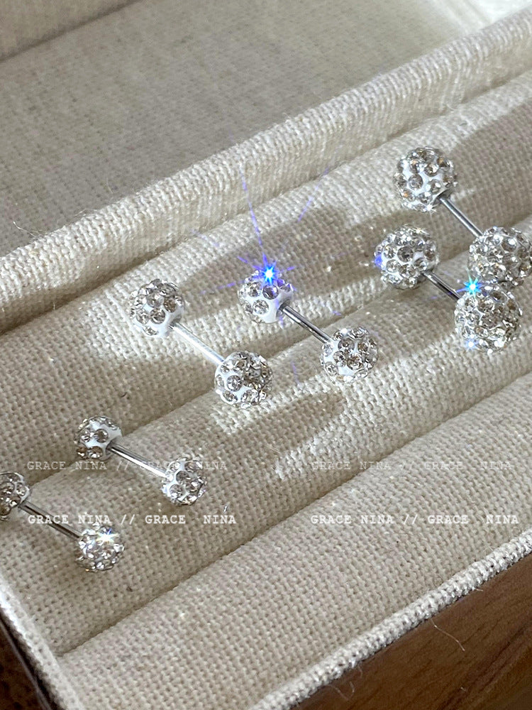 Delicate Sparkling Diamond Ball Earrings - Exquisite, Unique Design, High Fashion Ear Studs for Women, Latest Trendy Personalized Ear Accessories for 2023! - YUZENG-jewelrystore.com