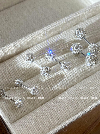 Delicate Sparkling Diamond Ball Earrings - Exquisite, Unique Design, High Fashion Ear Studs for Women, Latest Trendy Personalized Ear Accessories for 2023! - YUZENG-jewelrystore.com