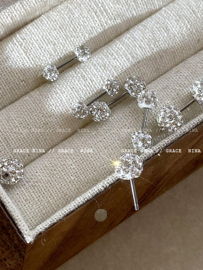 Delicate Sparkling Diamond Ball Earrings - Exquisite, Unique Design, High Fashion Ear Studs for Women, Latest Trendy Personalized Ear Accessories for 2023! - YUZENG-jewelrystore.com