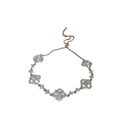 Four petals flower zirconia flower bracelet light luxury senior sense of temperament adjustable bracelet new hand jewelry female - YUZENG-jewelrystore.com