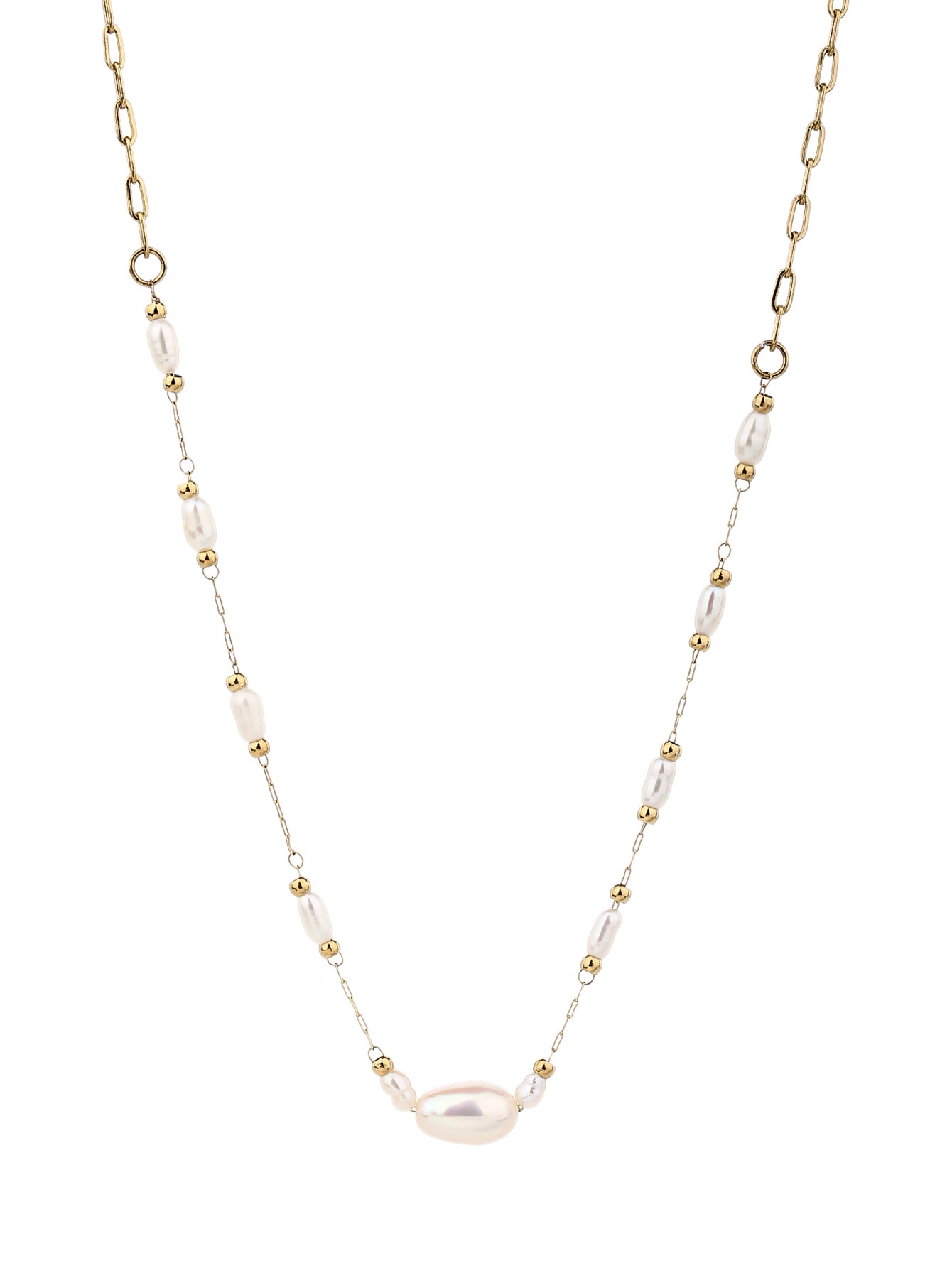 316L Stainless Steel 18K Natural Pearl Chain Necklace - YUZENG-jewelrystore.com