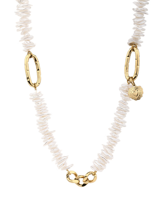 316L Stainless Steel Flake Pearl 18K Collar Necklace - YUZENG-jewelrystore.com