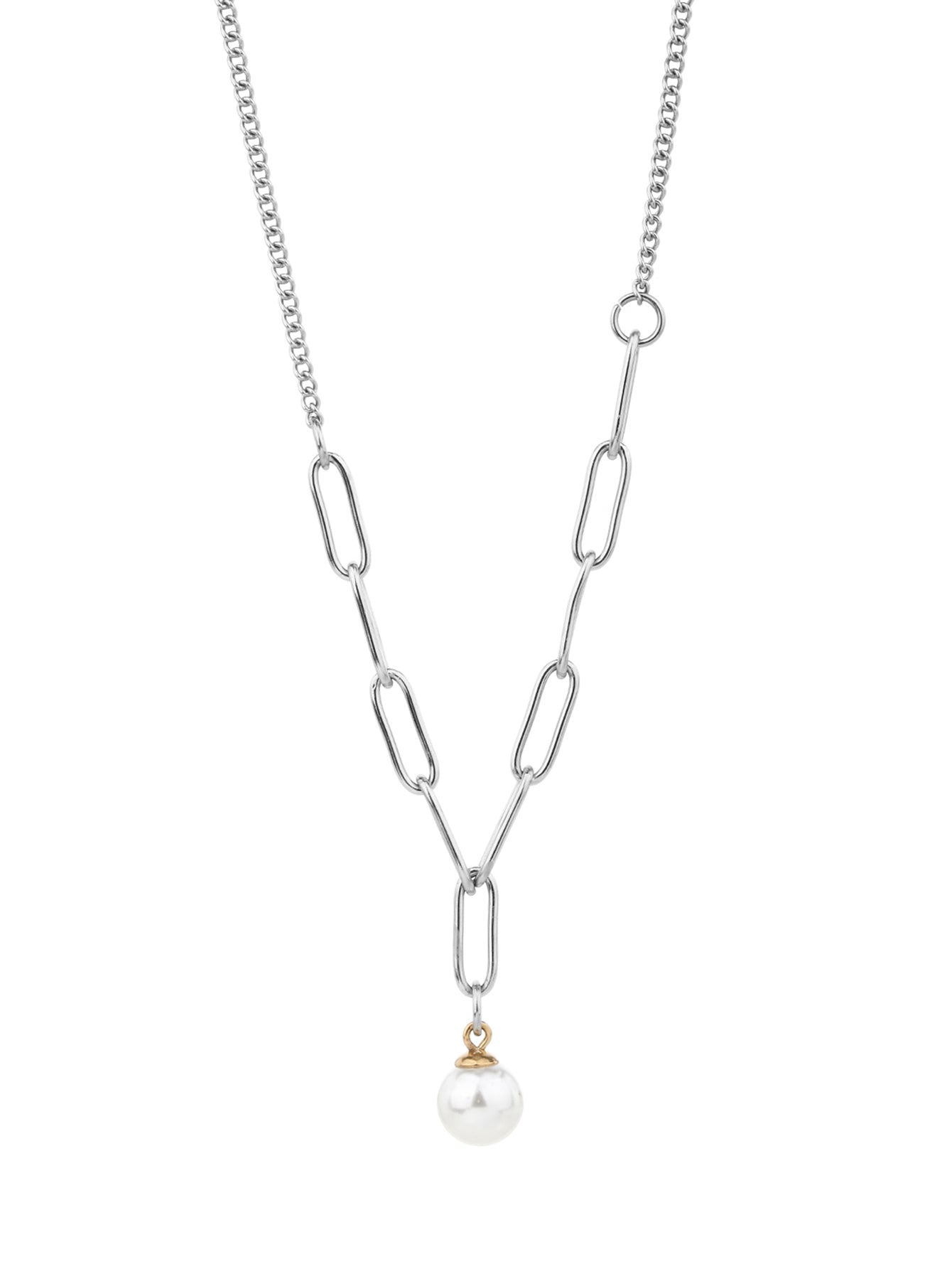 316L stainless steel simple and fashionable suitable for layering pearl sweater chain necklace - YUZENG-jewelrystore.com