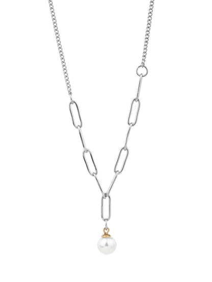 316L stainless steel simple and fashionable suitable for layering pearl sweater chain necklace - YUZENG-jewelrystore.com