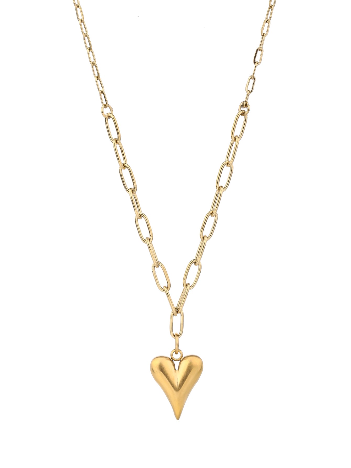 316L Stainless Steel, Simple and Stylish, 18k Gold Heart Baked Porcelain Black Heart Necklace - YUZENG-jewelrystore.com