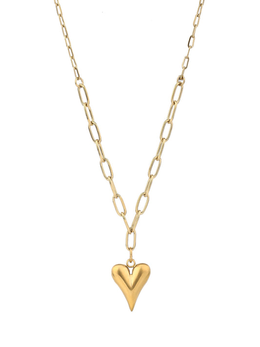 316L Stainless Steel, Simple and Stylish, 18k Gold Heart Baked Porcelain Black Heart Necklace - YUZENG-jewelrystore.com
