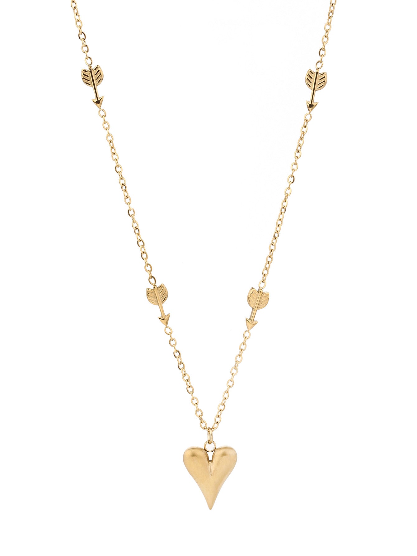 316L Stainless Steel, Simple Fashion, 18K Gold Baked Black Heart Necklace - YUZENG-jewelrystore.com