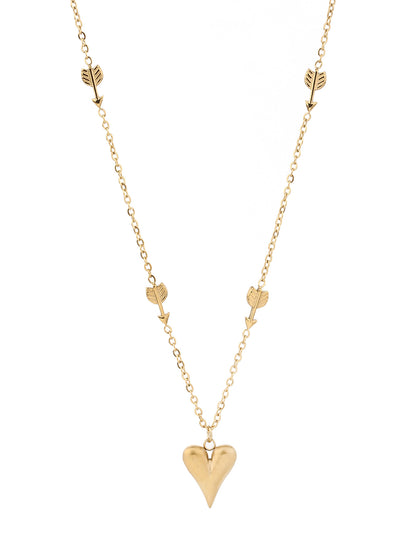 316L Stainless Steel, Simple Fashion, 18K Gold Baked Black Heart Necklace - YUZENG-jewelrystore.com