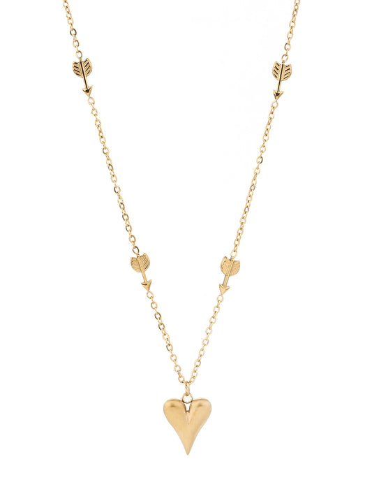 316L Stainless Steel, Simple Fashion, 18K Gold Baked Black Heart Necklace - YUZENG-jewelrystore.com