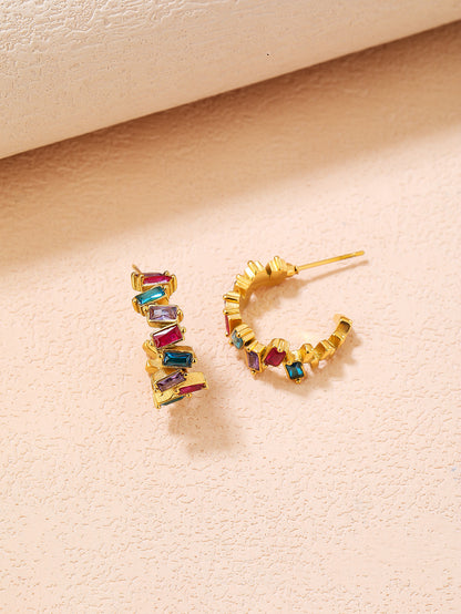 YUZENG Vintage Bohemian Colorful Earrings - Irregular and Unique, Made with 18K Gold-Plated Stainless Steel - YUZENG-jewelrystore.com