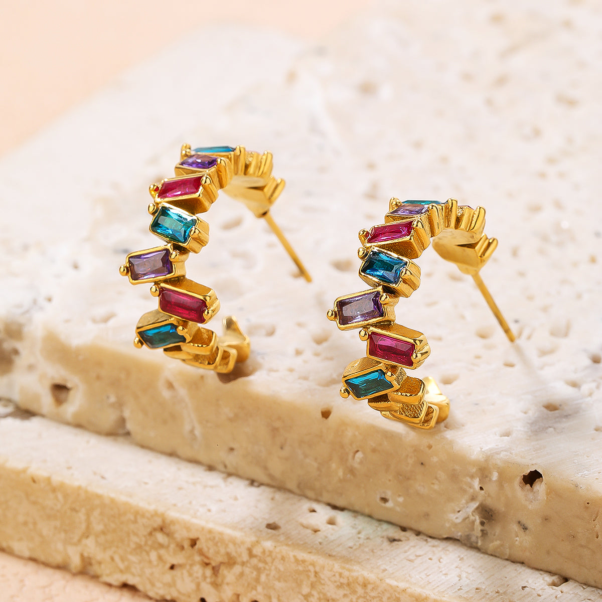 YUZENG Vintage Bohemian Colorful Earrings - Irregular and Unique, Made with 18K Gold-Plated Stainless Steel - YUZENG-jewelrystore.com