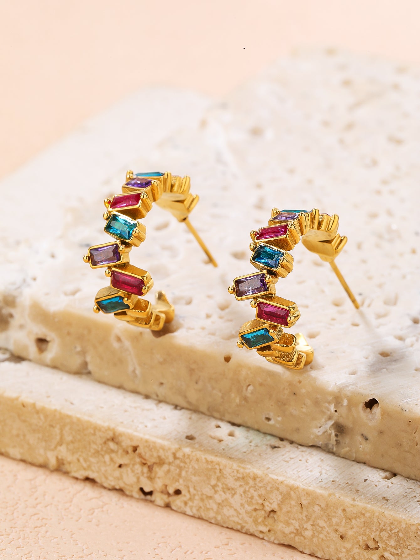 YUZENG Vintage Bohemian Colorful Earrings - Irregular and Unique, Made with 18K Gold-Plated Stainless Steel - YUZENG-jewelrystore.com