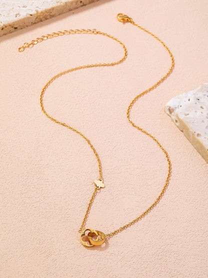 Four-Leaf Clover Hollow Out Necklace - Stainless Steel Rose Gold Plated - YUZENG-jewelrystore.com