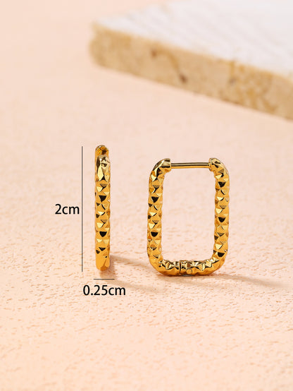YUZENG Chic Vintage! Hammered Texture Geometric Rectangle Earrings with 18k Gold Plating！ - YUZENG-jewelrystore.com