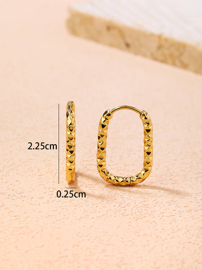 YUZENG Hammered Texture! 18k Gold Plated Geometric Oval Earrings - YUZENG-jewelrystore.com