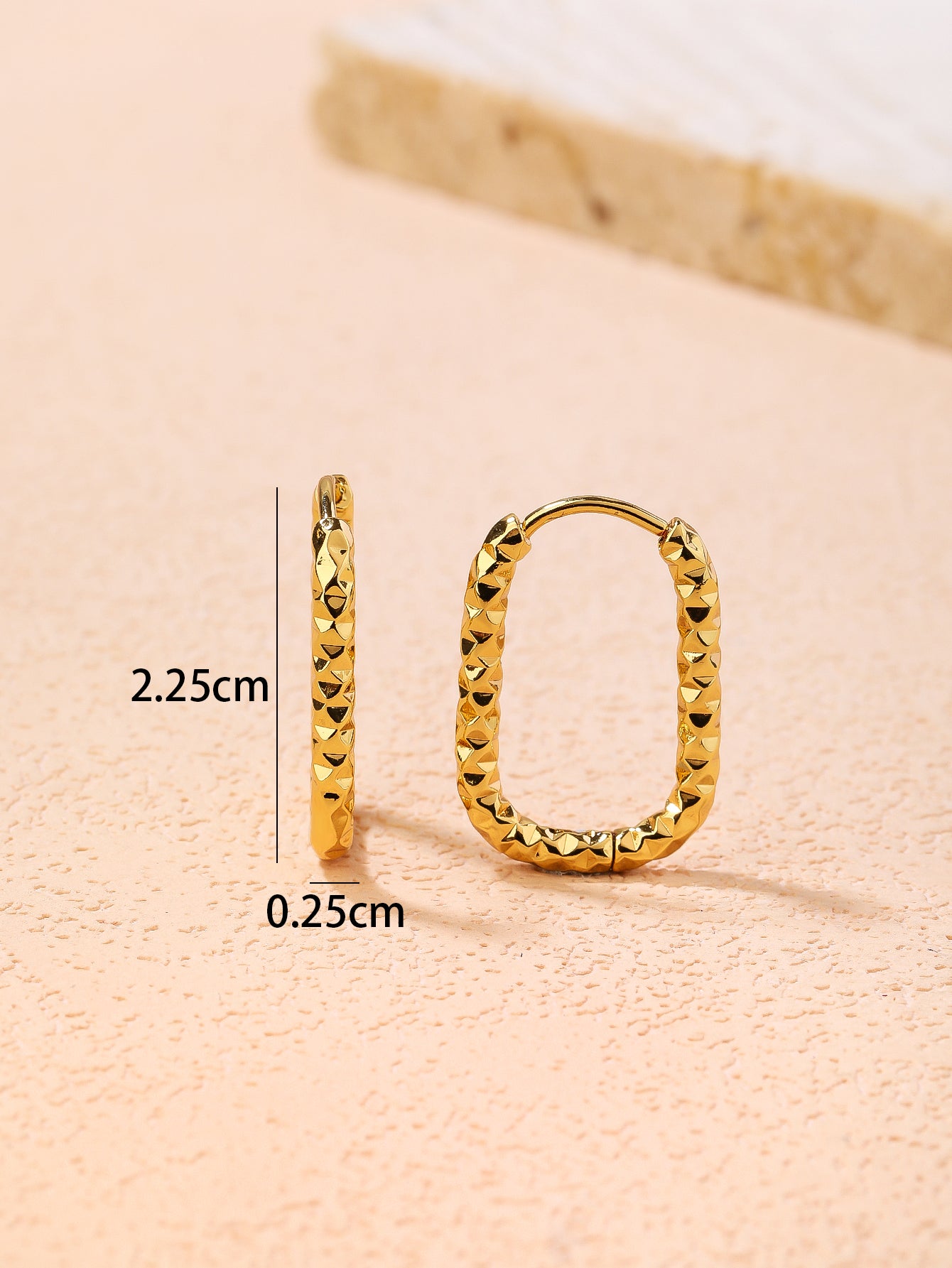 YUZENG Hammered Texture! 18k Gold Plated Geometric Oval Earrings - YUZENG-jewelrystore.com