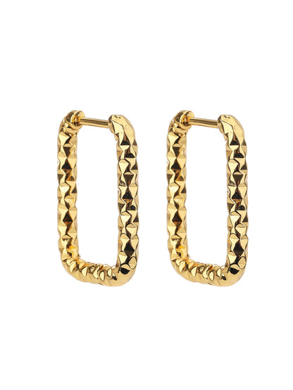 YUZENG Chic Vintage! Hammered Texture Geometric Rectangle Earrings with 18k Gold Plating！ - YUZENG-jewelrystore.com