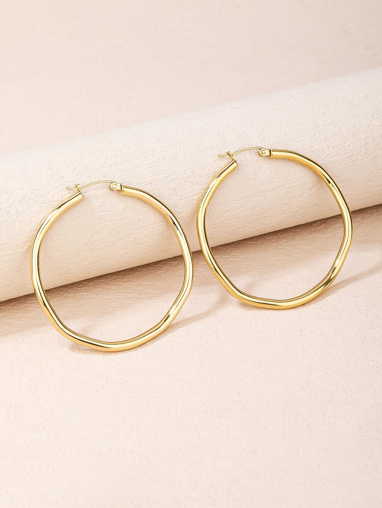 316L Stainless Steel 18k Gold Geometric Large Circle Fashion Earrings - YUZENG-jewelrystore.com