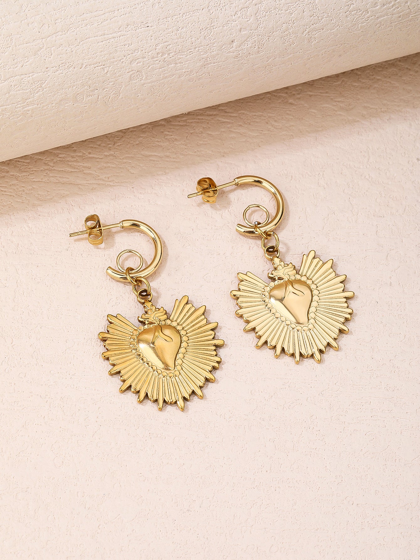 316L Stainless Steel 18k Gold Loving Heart Fashion Earrings - YUZENG-jewelrystore.com