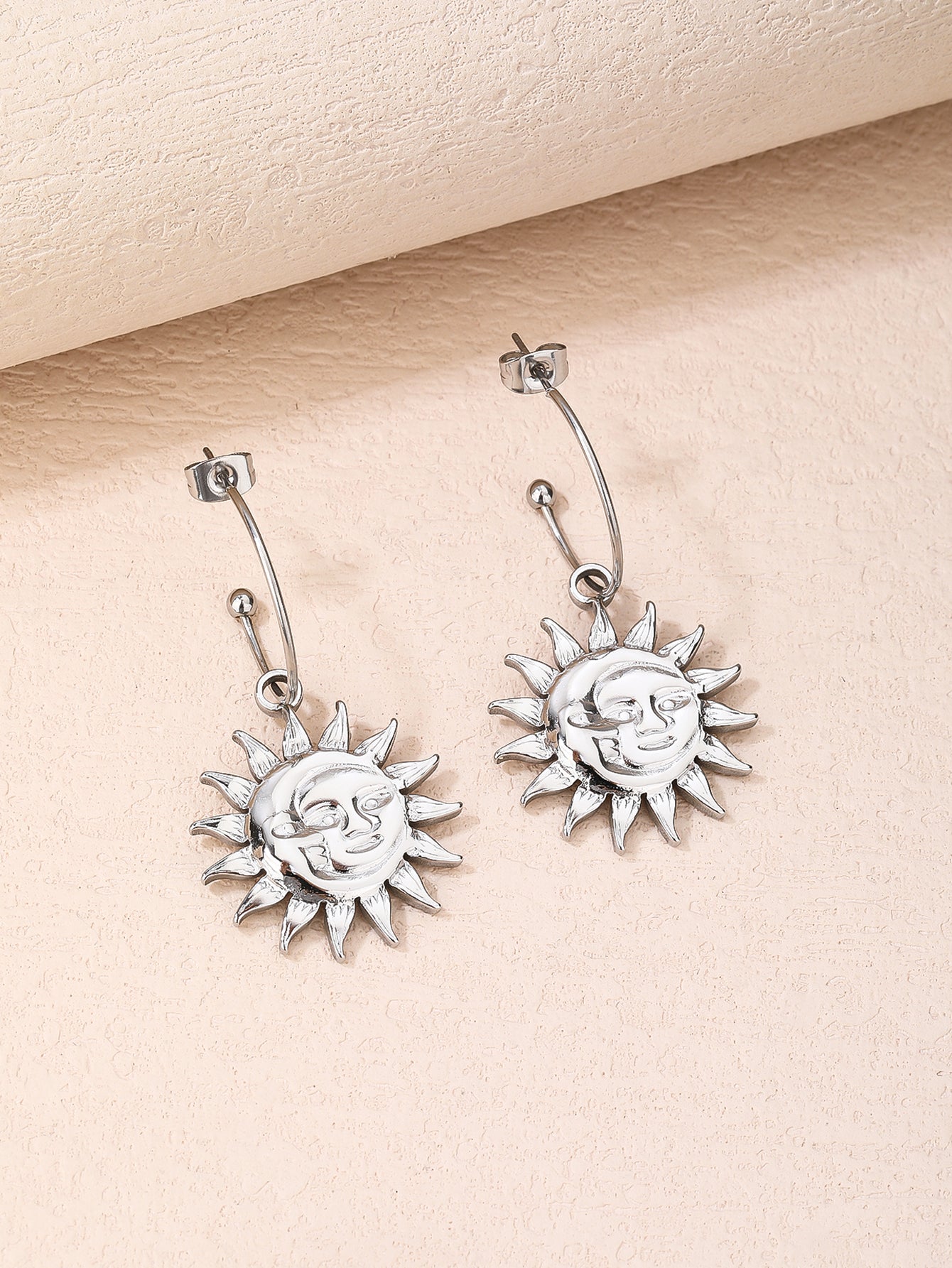 316L Stainless Steel Medieval Sun and Moon Fashion Earrings - YUZENG-jewelrystore.com