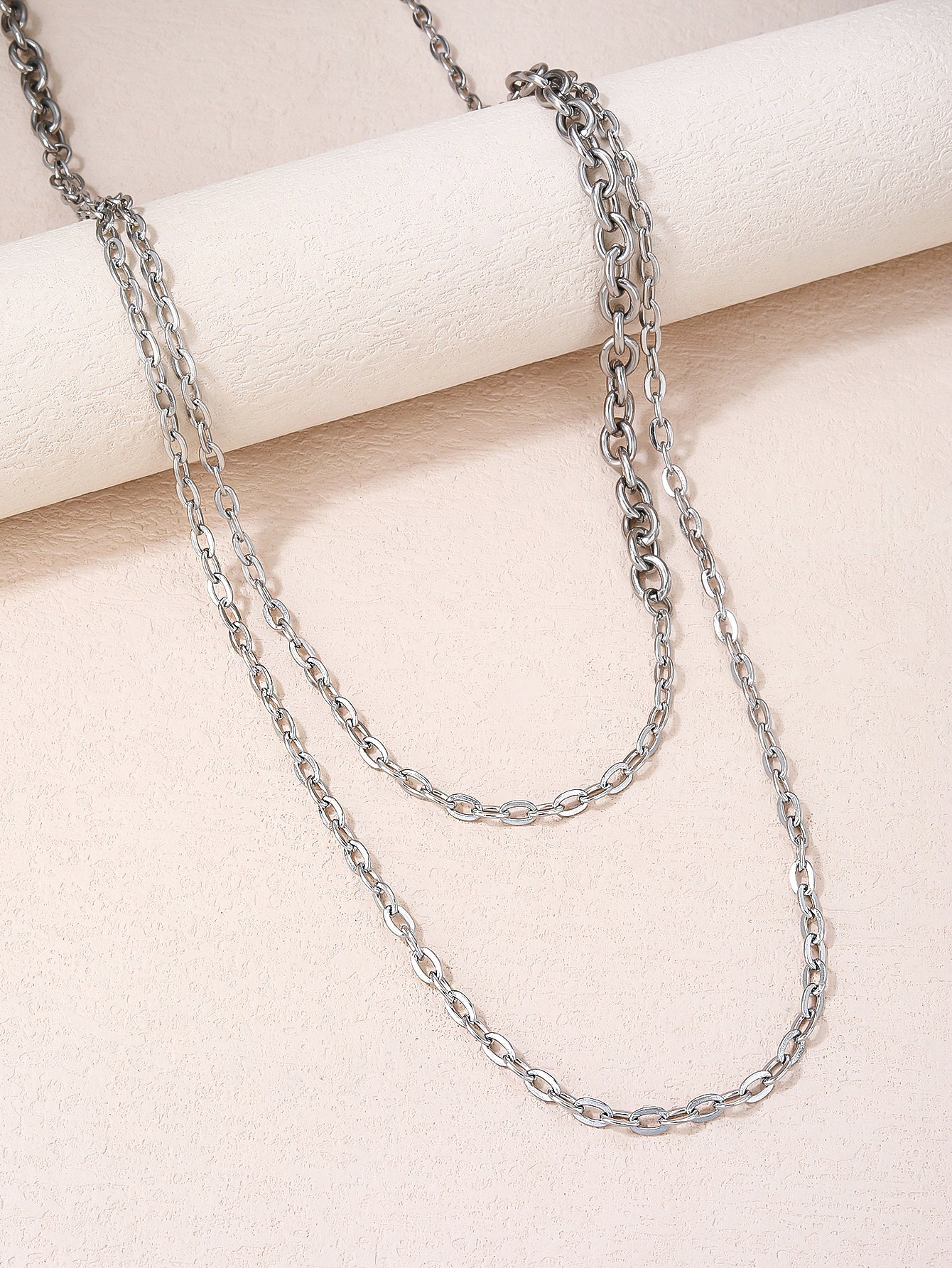 316L Stainless Steel Simple Fashion Double Layered Chunky Sweater Chain Necklace - YUZENG-jewelrystore.com