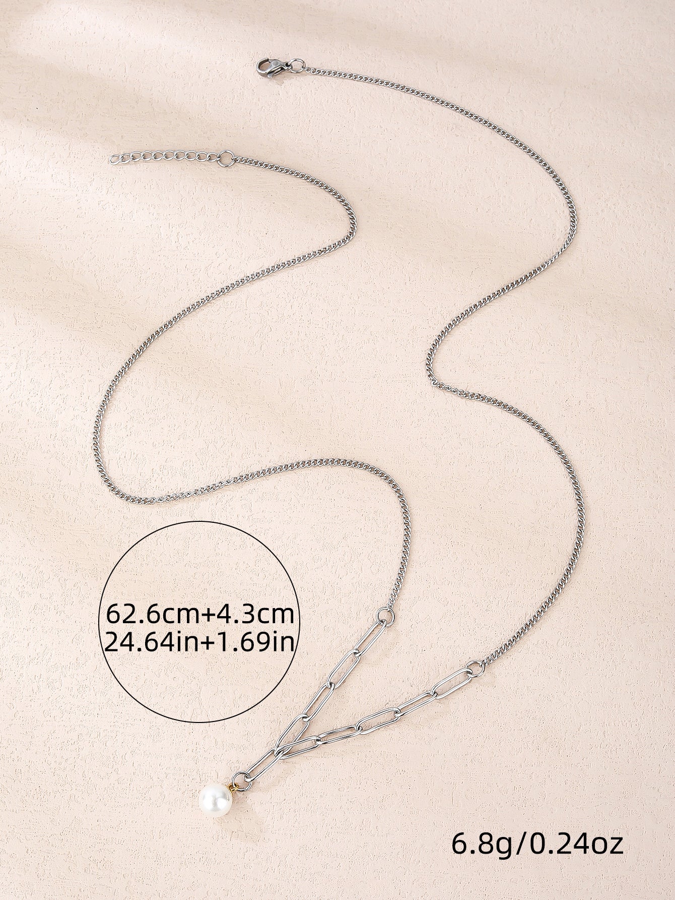 316L stainless steel simple and fashionable suitable for layering pearl sweater chain necklace - YUZENG-jewelrystore.com