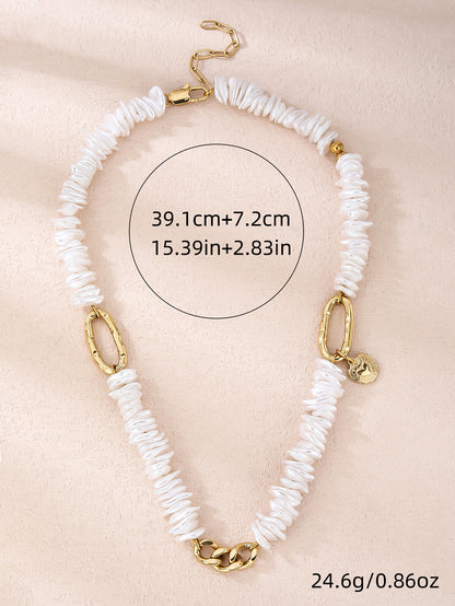 316L Stainless Steel Flake Pearl 18K Collar Necklace - YUZENG-jewelrystore.com