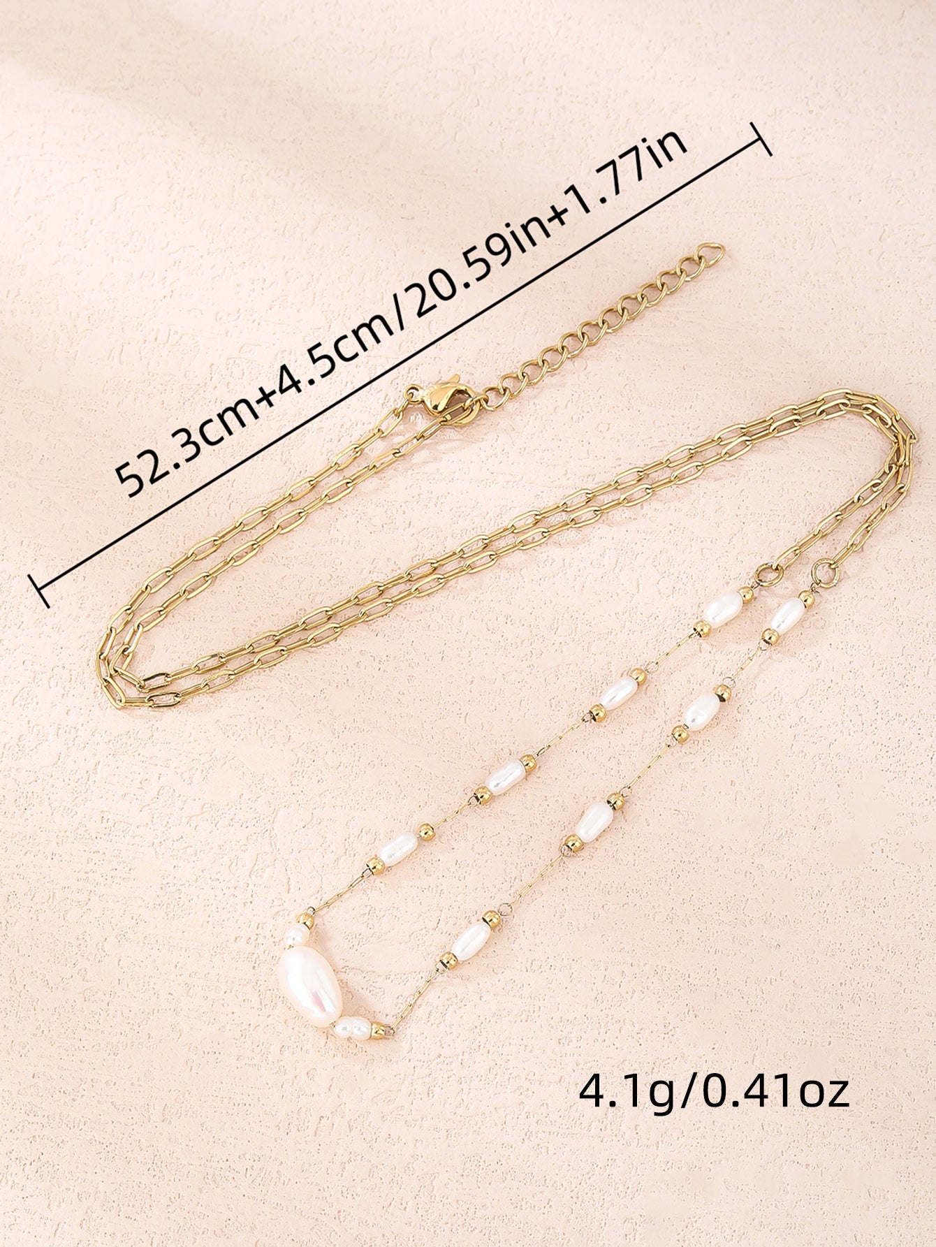 316L Stainless Steel 18K Natural Pearl Chain Necklace - YUZENG-jewelrystore.com