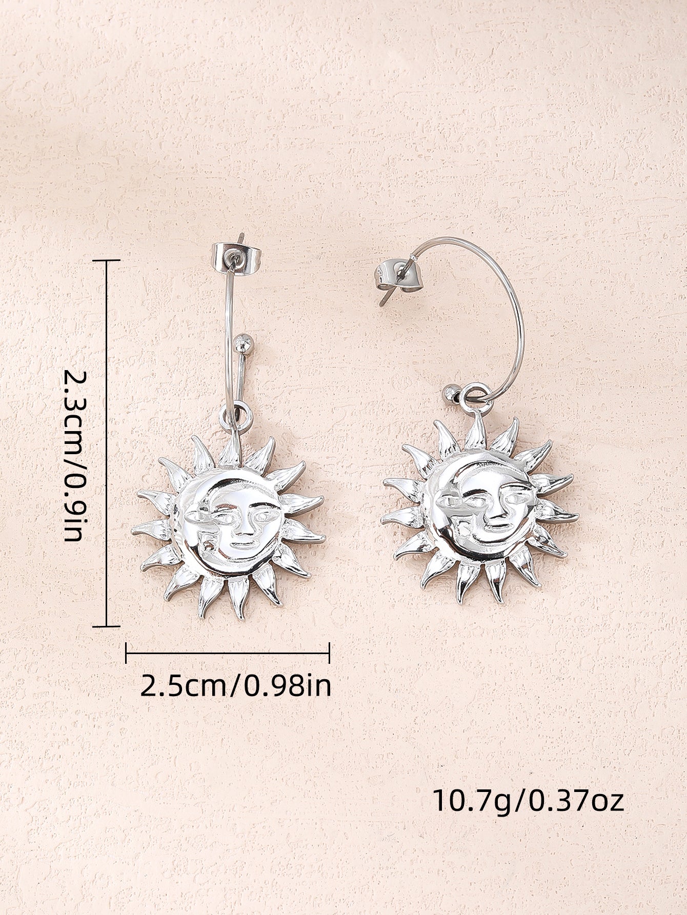 316L Stainless Steel Medieval Sun and Moon Fashion Earrings - YUZENG-jewelrystore.com