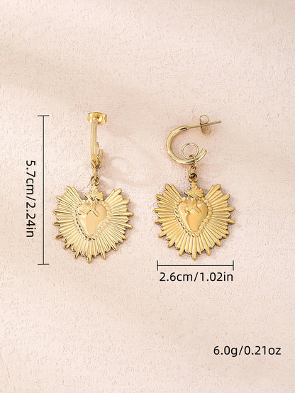 316L Stainless Steel 18k Gold Loving Heart Fashion Earrings - YUZENG-jewelrystore.com