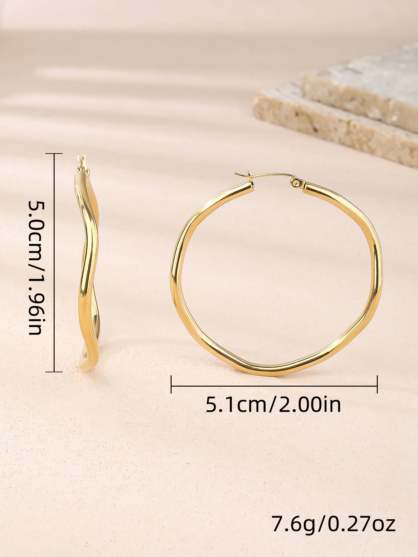 316L Stainless Steel 18k Gold Geometric Large Circle Fashion Earrings - YUZENG-jewelrystore.com