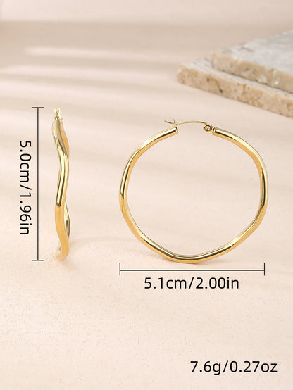 316L Stainless Steel 18k Gold Geometric Large Circle Fashion Earrings - YUZENG-jewelrystore.com