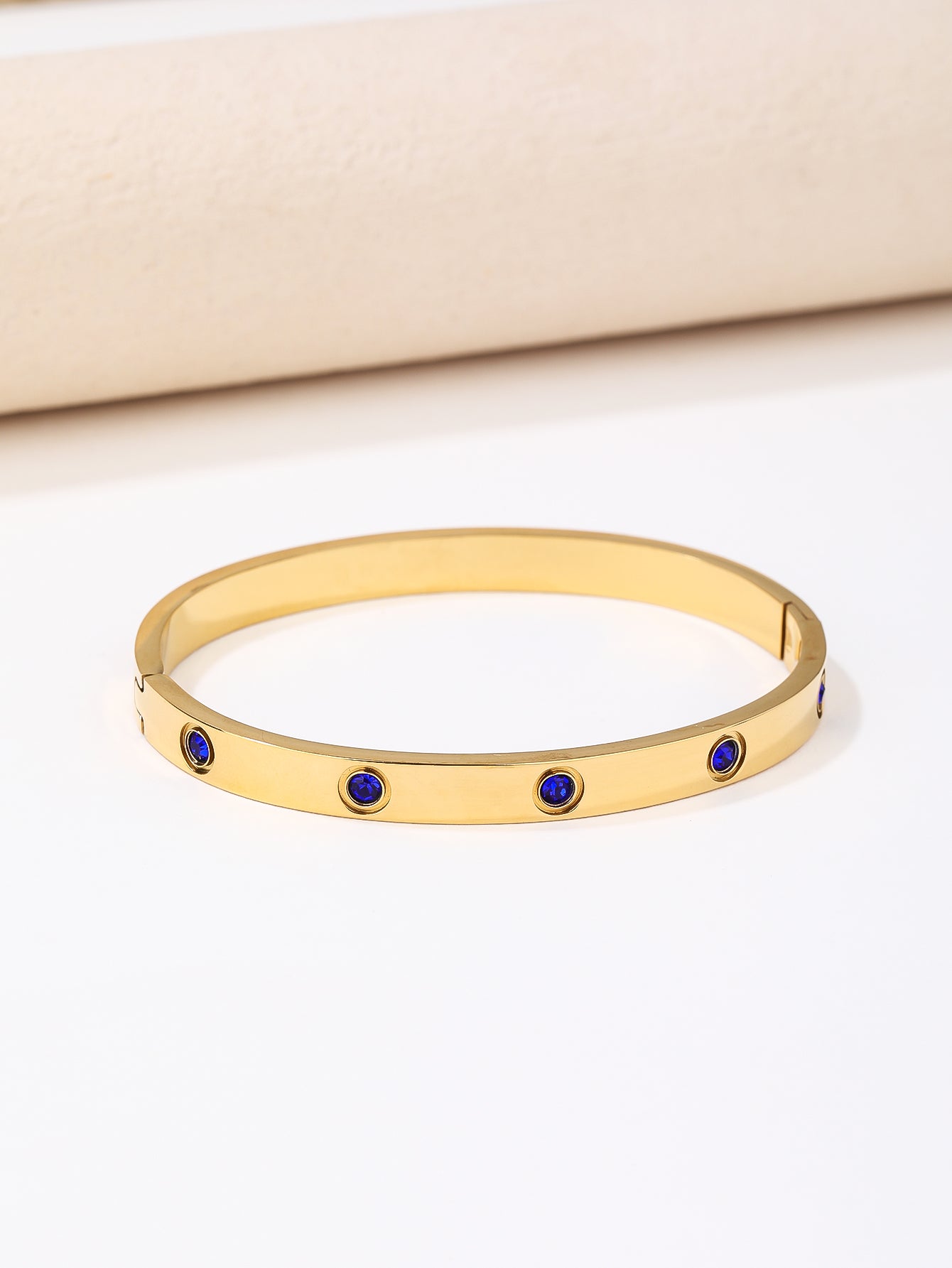 Simple Premium Blue Rhinestone Stainless steel 18k Gold Women's Bracelet Pair - YUZENG-jewelrystore.com