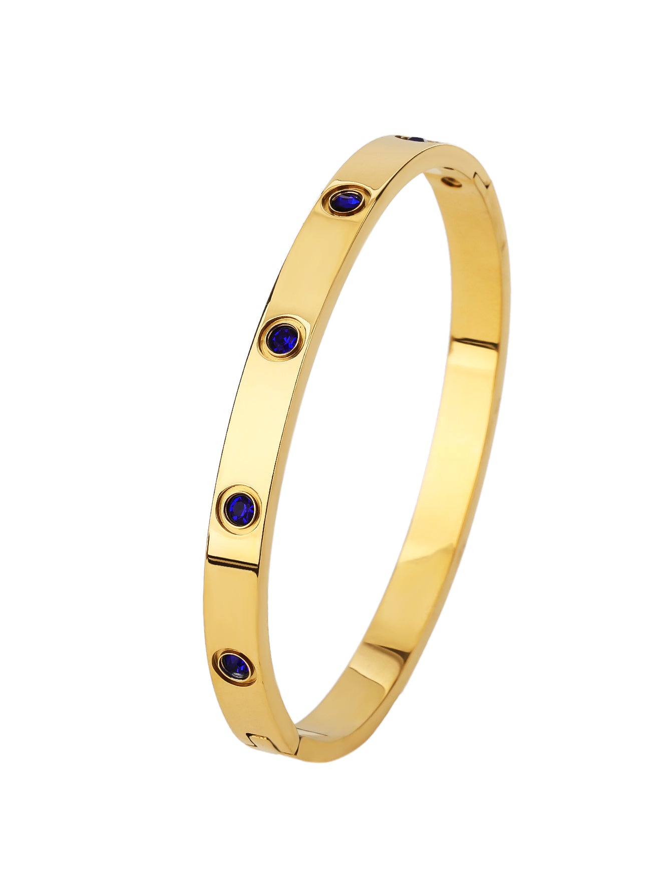 Simple Premium Blue Rhinestone Stainless steel 18k Gold Women's Bracelet Pair - YUZENG-jewelrystore.com